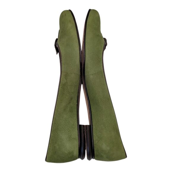 Lilly Pulitzer Olive Green Suede Brown Leather Flower Ballet Flats Women's 8.5 - Picture 6 of 12